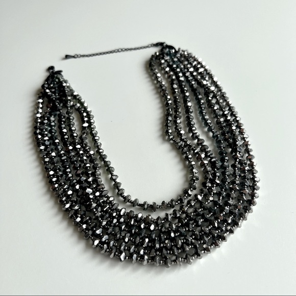 Grey Multi-Strand Statement Necklace - Picture 2 of 6